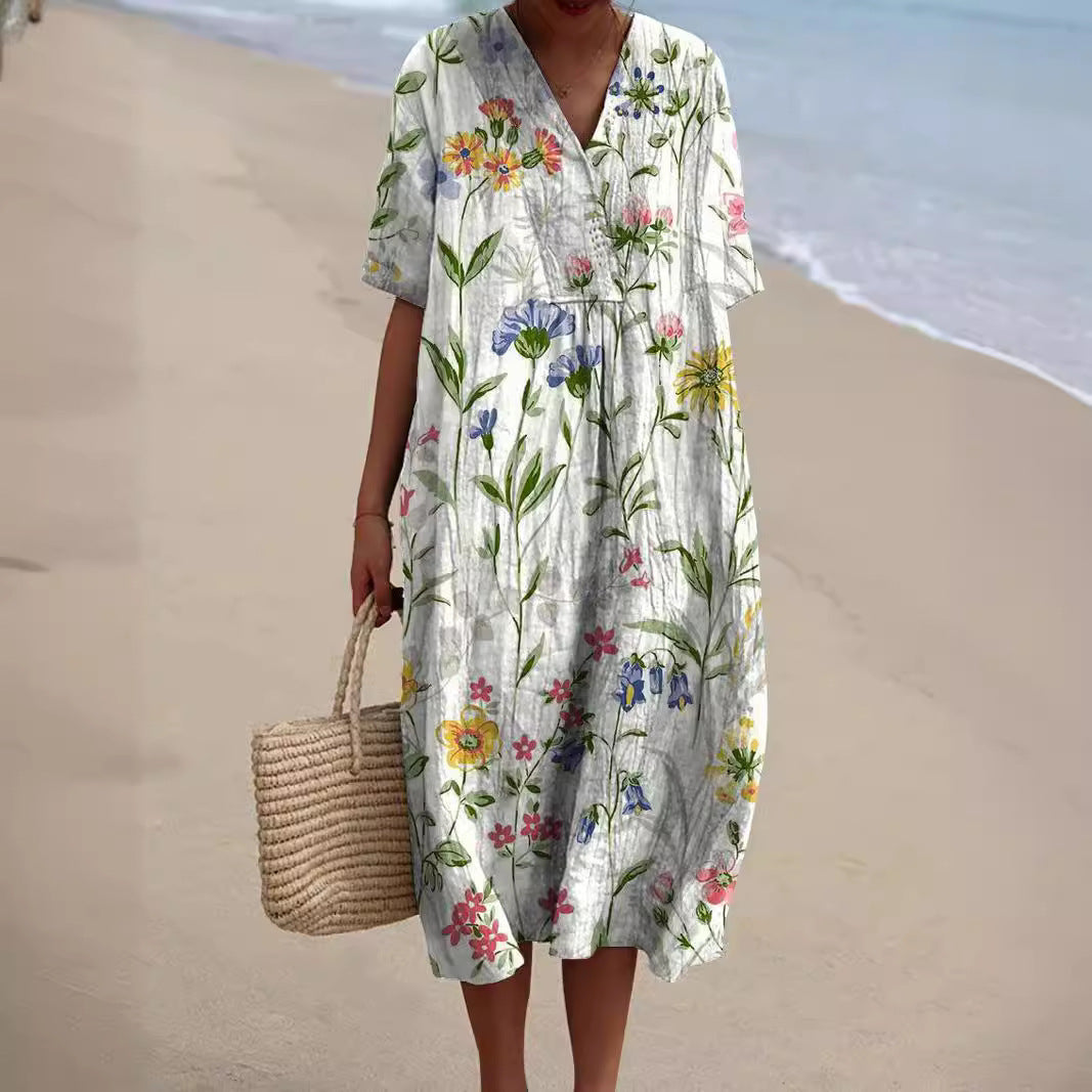 Summer Dress Floral Pattern Colorful Women's Dress