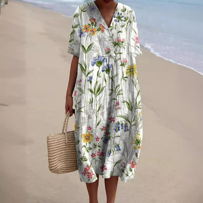 Summer Dress Floral Pattern Colorful Women's Dress