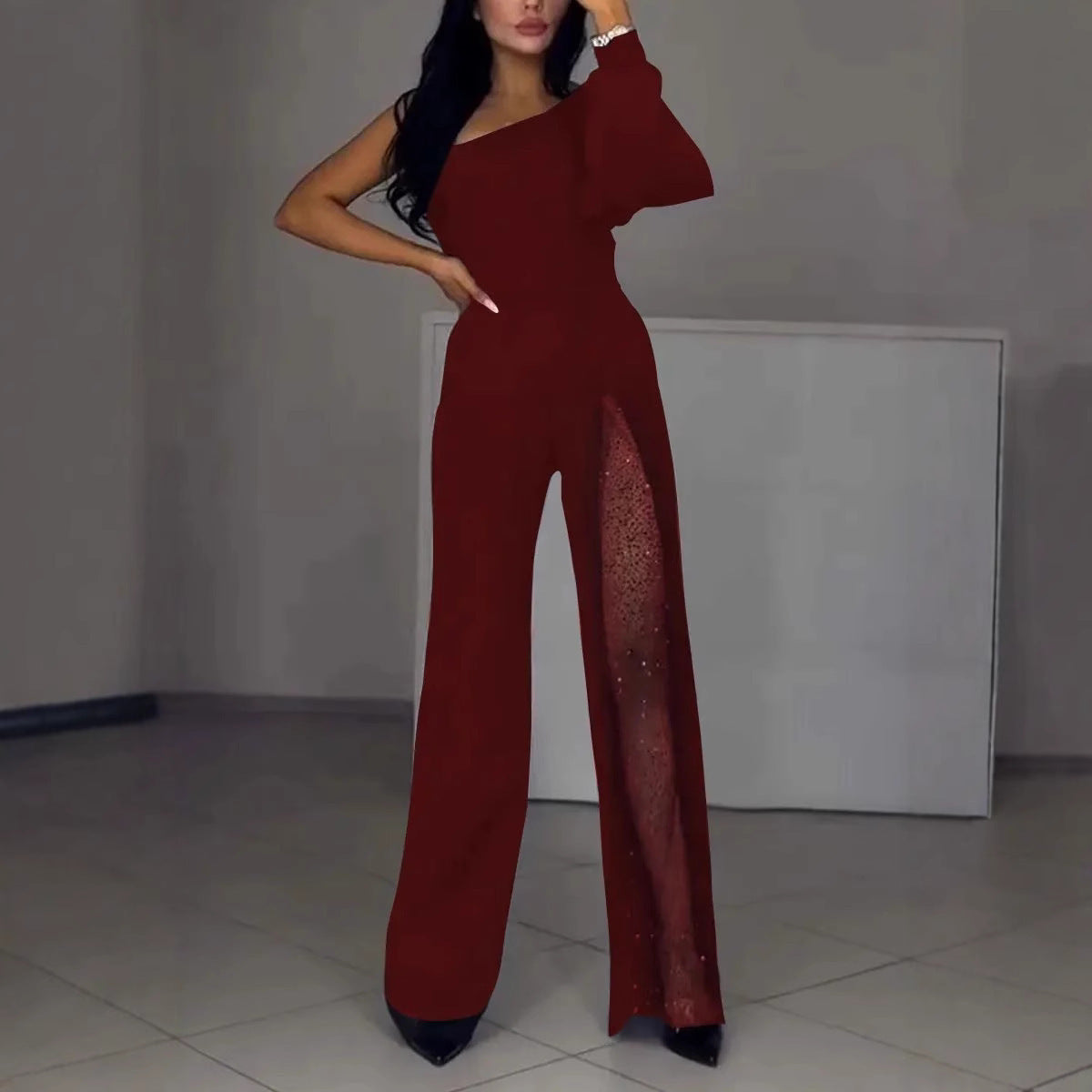 Elegant Women's Jumpsuit Sequin Detail