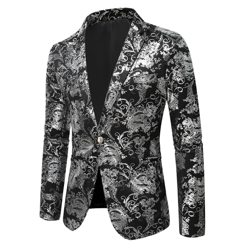 Men's Elegant Gold Pattern Slim Fit Blazer