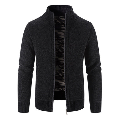 Men's Cardigan High Collar Practical Zipper Pockets