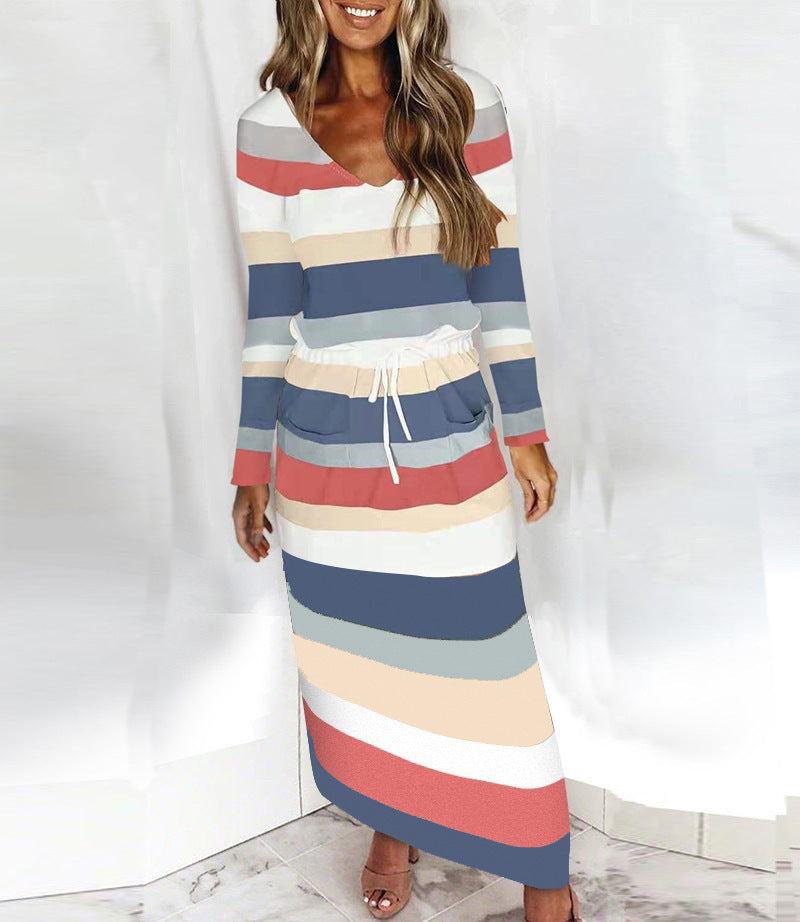 Women's Summer V-Neck Beach Dress with Pockets