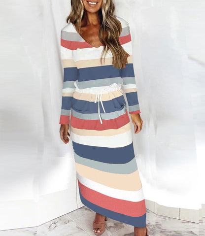 Women's Summer V-Neck Beach Dress with Pockets