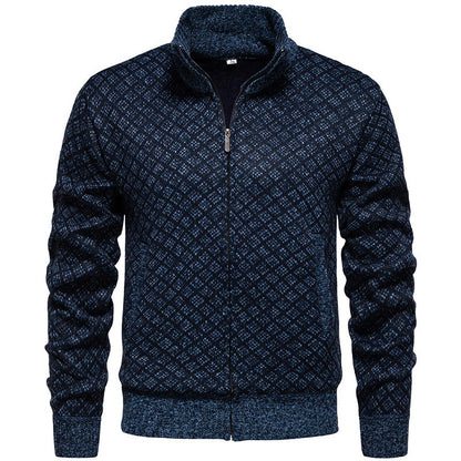 Men's Modern Plaid Cardigan Zipper