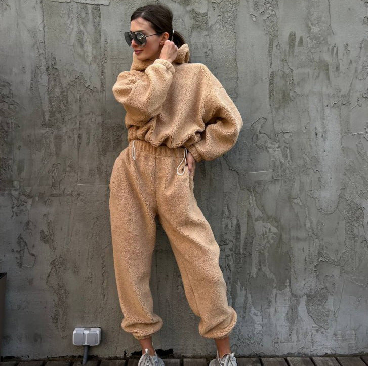Comfortable Loungewear Set Fleece Hoodie Pants
