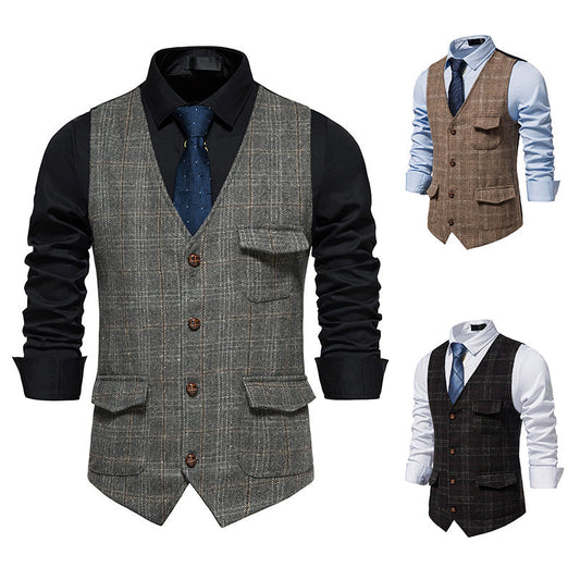 Herren Weste Elegant Karo Muster Praktisch - IdealeKleiden