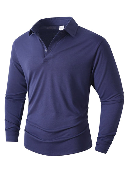 Men's Long-Sleeve Polo Shirt Modern Slim Fit