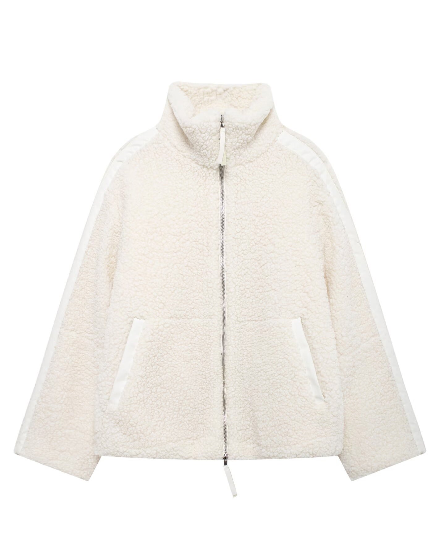 Warm fleece quilted jacket double zip
