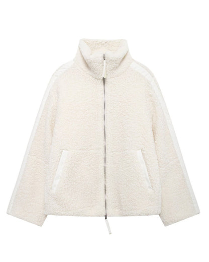 Warm fleece quilted jacket double zip