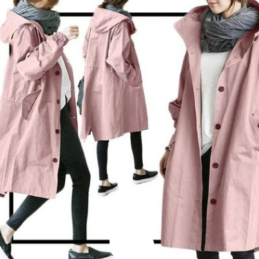 Women's Oversized Trench Coat Hooded Jacket Stylish