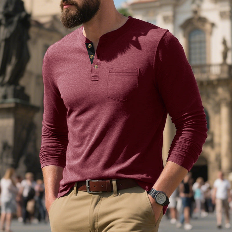 Men's Long-Sleeve Shirt Soft Cotton Practical