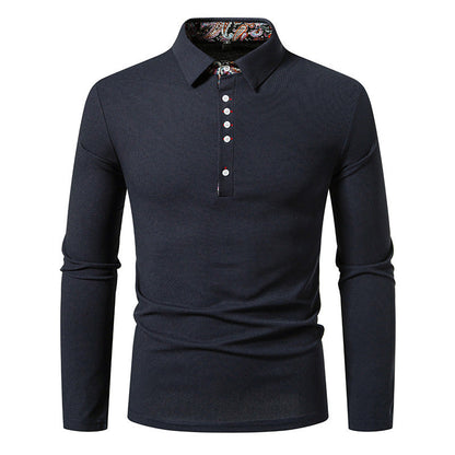 Men's Long Sleeve Polo Shirt Modern Collar Style