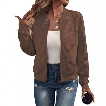 Women's Sweat Jacket Trendy Structured Design Zipper Pockets