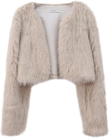 Women's Short Jacket Fluffy Open Cut Chic