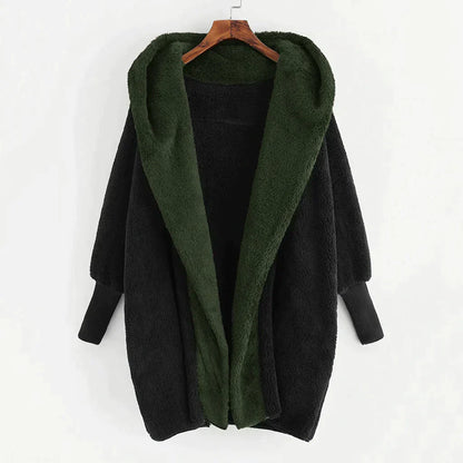 Soft Women's Cardigan Coat with Hood and Loose Fit