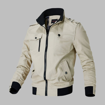 Bequeme Bomberjacke Baumwolle Relaxed Fit Reißverschluss - IdealeKleiden
