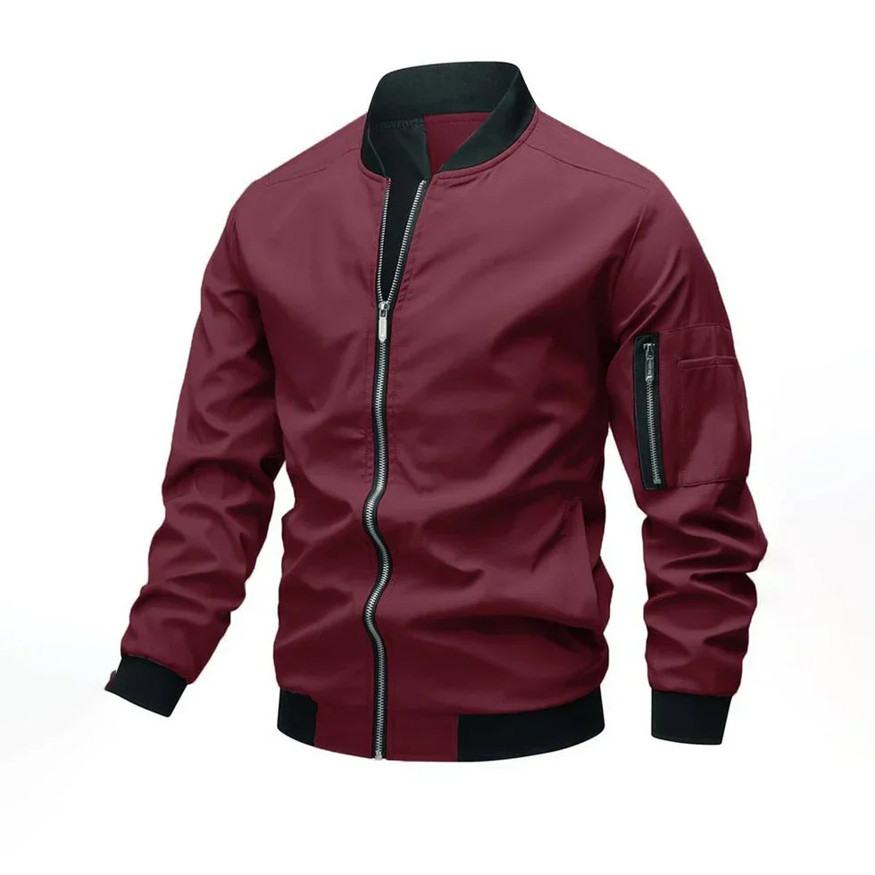 Men's Modern Leather-Look Bomber Jacket