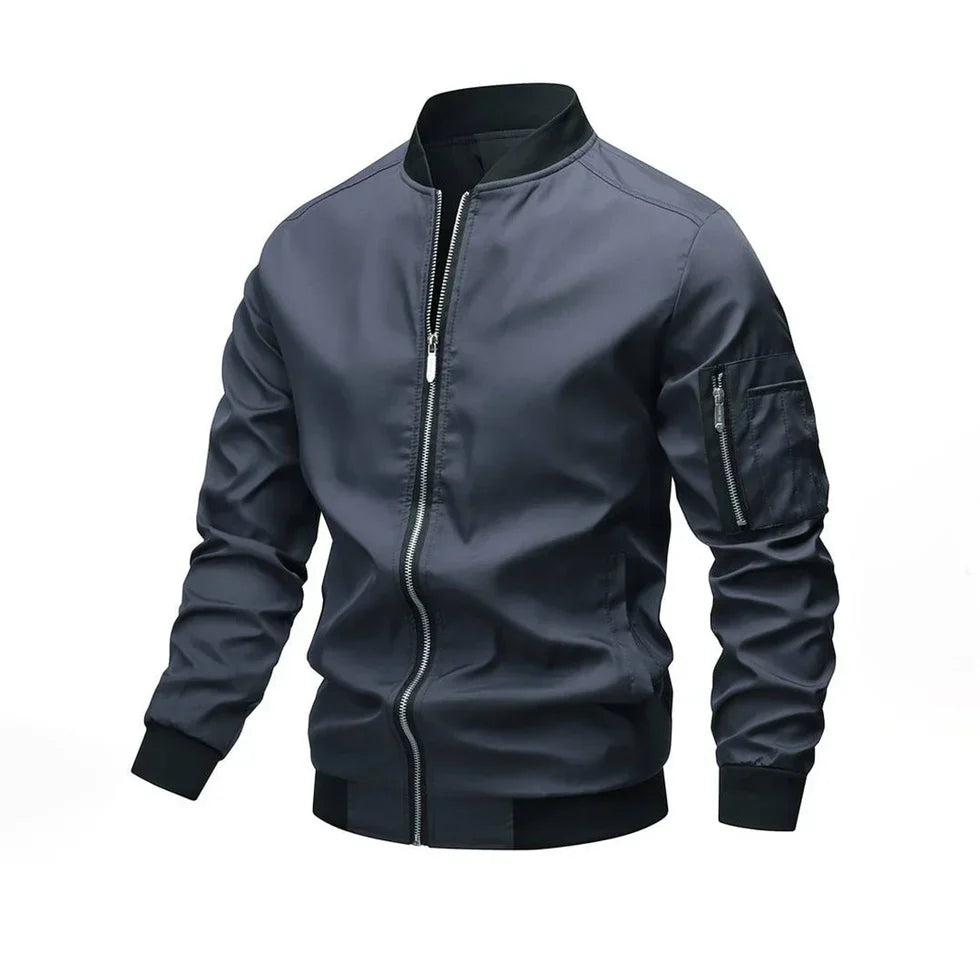 Men's Modern Leather-Look Bomber Jacket