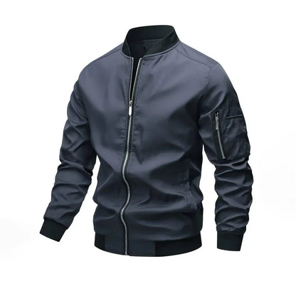 Men's Modern Leather-Look Bomber Jacket