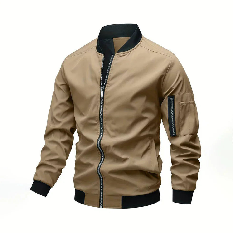 Men's Modern Leather-Look Bomber Jacket