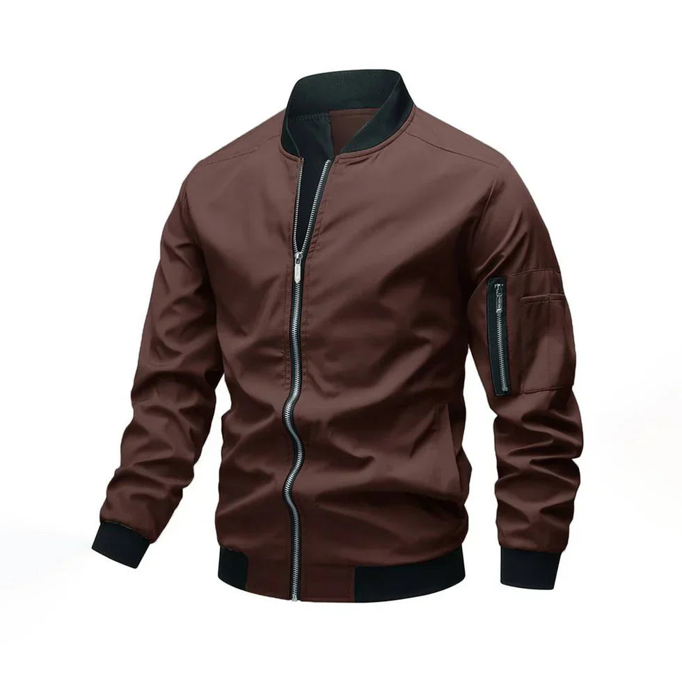 Men's Modern Leather-Look Bomber Jacket