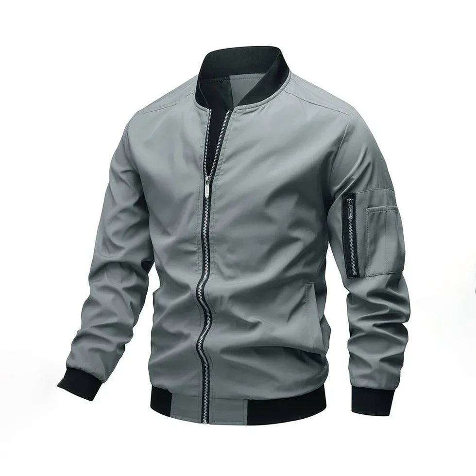 Men's Modern Leather-Look Bomber Jacket