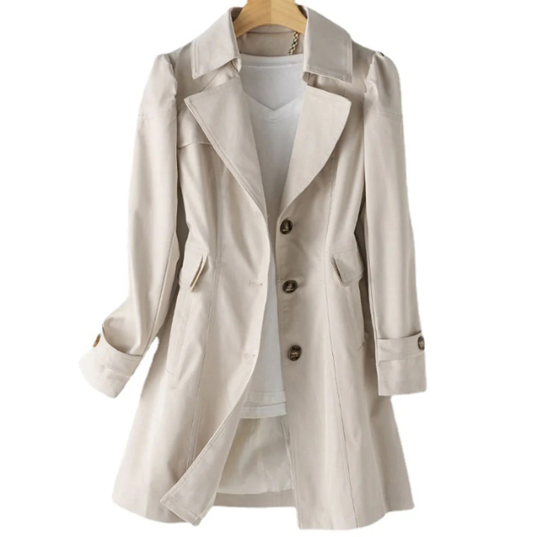 Women's Autumn Coat with Buttons and Collar