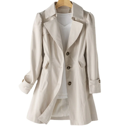 Women's Autumn Coat with Buttons and Collar
