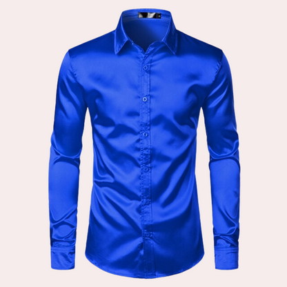 Men's Dress Shirt Slim Fit Shiny Blue