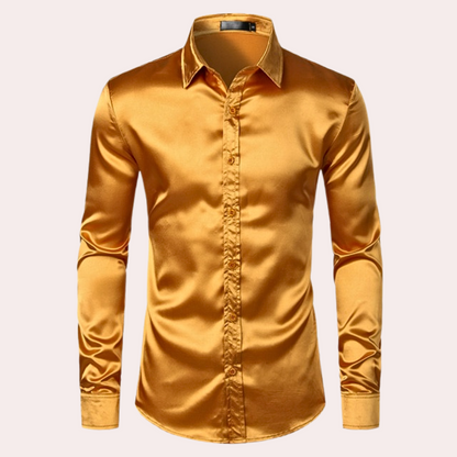 Men's Dress Shirt Slim Fit Shiny Blue
