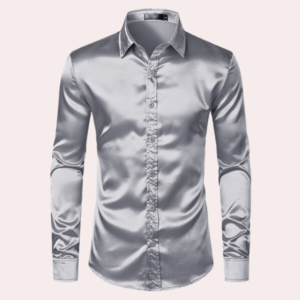 Men's Dress Shirt Slim Fit Shiny Blue