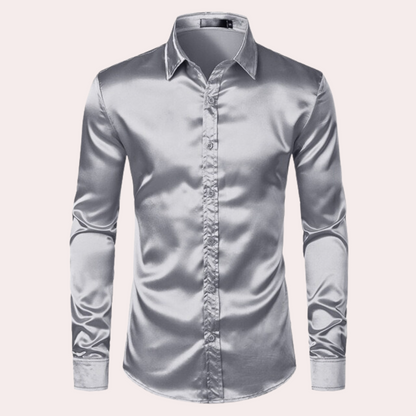 Men's Dress Shirt Slim Fit Shiny Blue