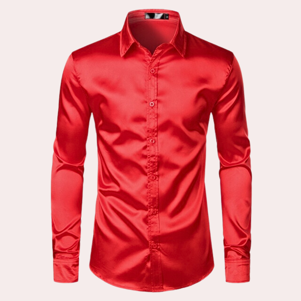 Men's Dress Shirt Slim Fit Shiny Blue