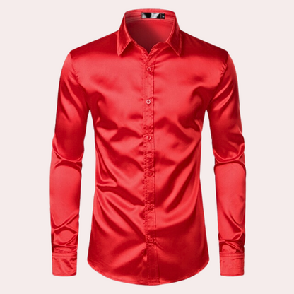 Men's Dress Shirt Slim Fit Shiny Blue