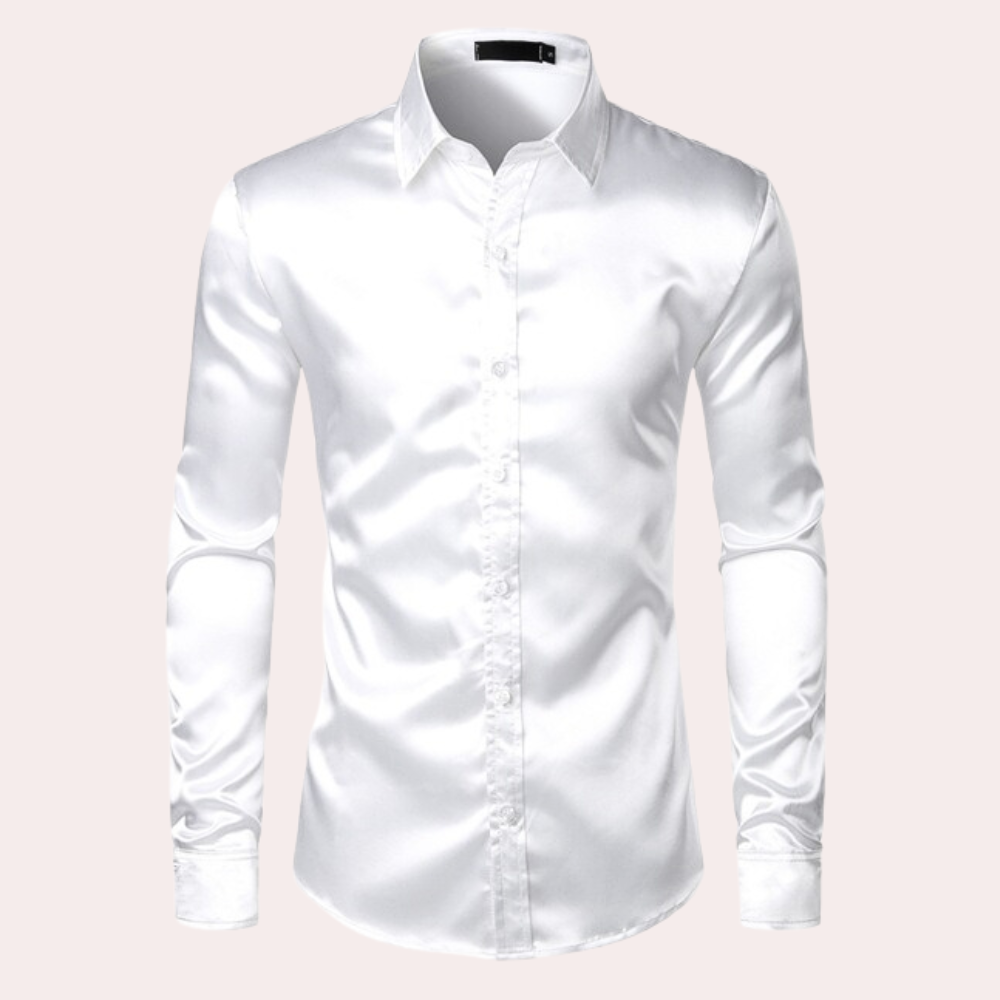 Men's Dress Shirt Slim Fit Shiny Blue