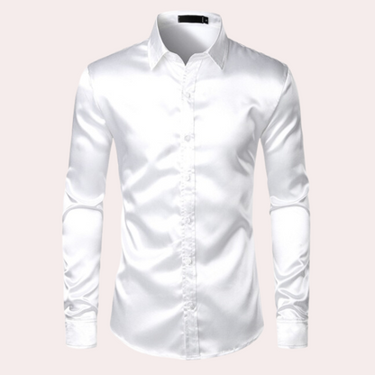 Men's Dress Shirt Slim Fit Shiny Blue