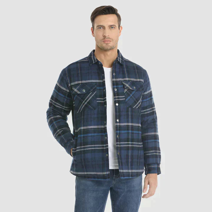 Men's Long Sleeve Plaid Button-Up Shirt