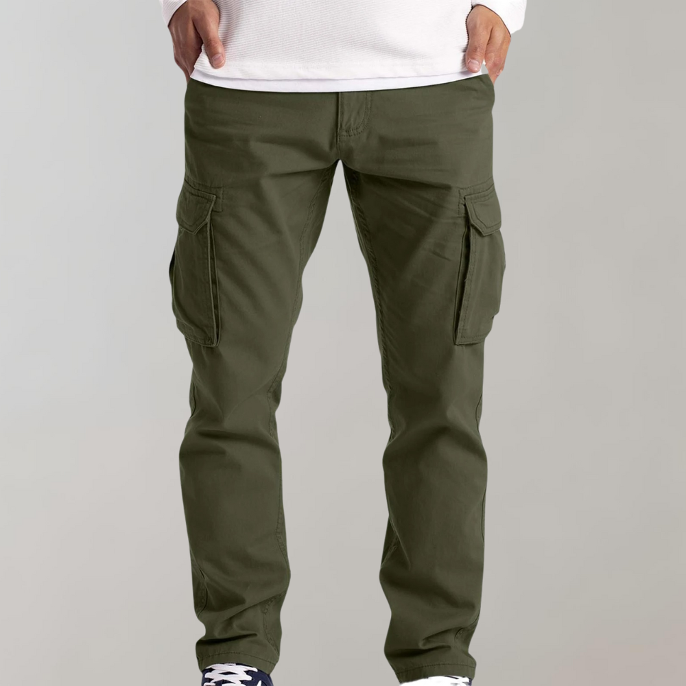 Praktische Cargo-Hose aus Baumwolle mit geradem Bein und vielen Taschen - IdealeKleiden