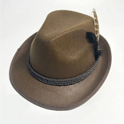 Oktoberfest Hat Traditional Leather Feather
