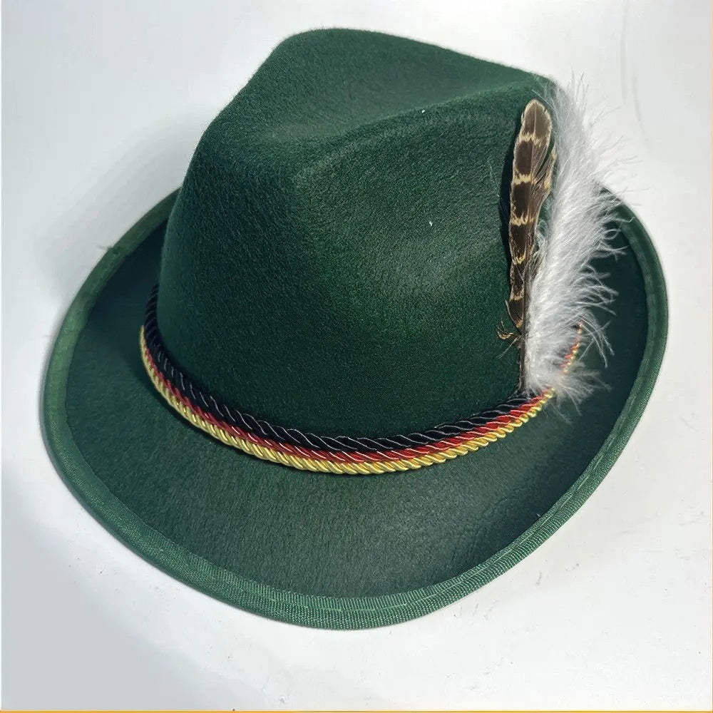 Oktoberfest Hat Traditional Leather Feather