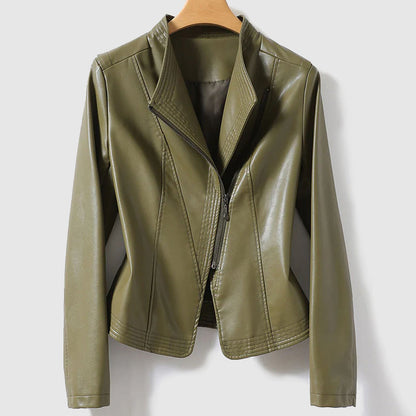Women's Vegan Leather Jacket Zipper Eco-Friendly