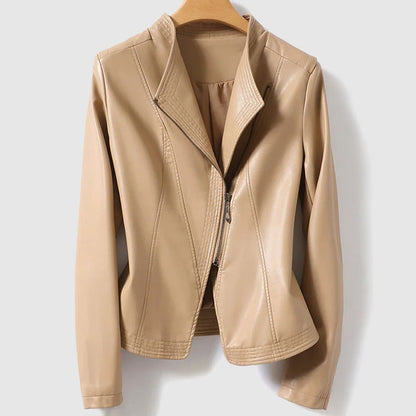 Women's Vegan Leather Jacket Zipper Eco-Friendly