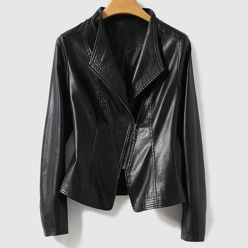 Women's Vegan Leather Jacket Zipper Eco-Friendly