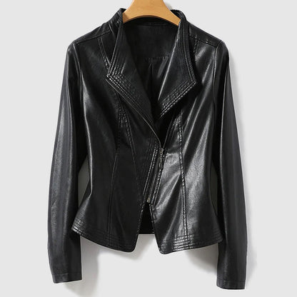 Women's Vegan Leather Jacket Zipper Eco-Friendly