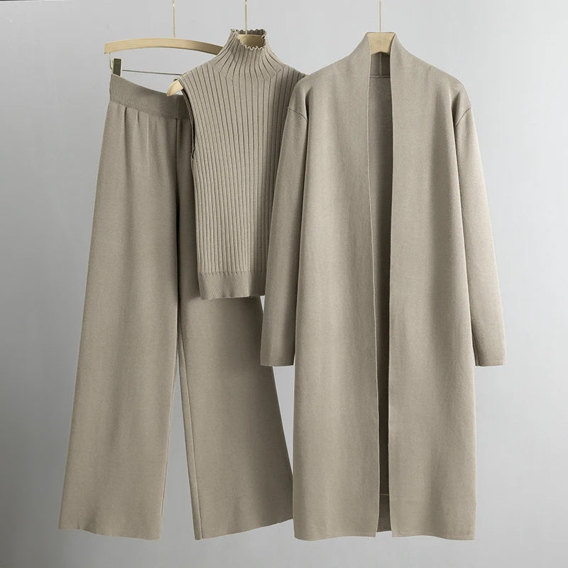Luxus Kaschmir Kleid Set Beige - IdealeKleiden