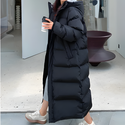 Winterjacke Damen Lang Kapuze Reißverschluss - IdealeKleiden