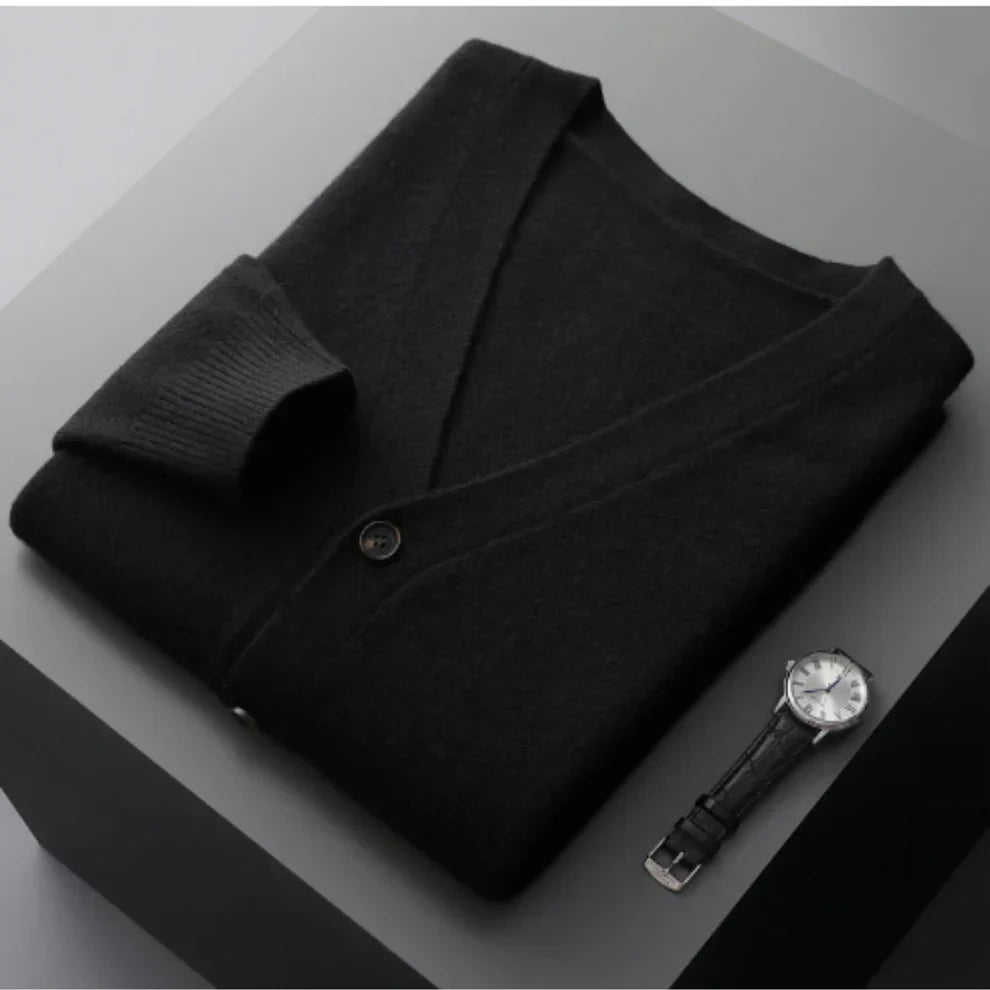 Herren Wintercardigan Elegant Schwarz