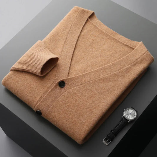 Herren Wintercardigan Elegant Schwarz - IdealeKleiden