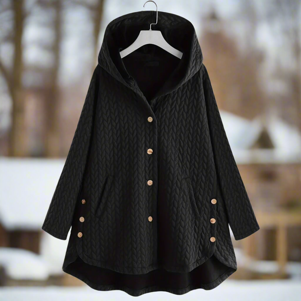 Große Strickjacke Übergröße Kapuze Asymmetrisch - IdealeKleiden