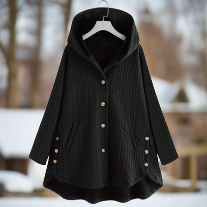Große Strickjacke Übergröße Kapuze Asymmetrisch - IdealeKleiden